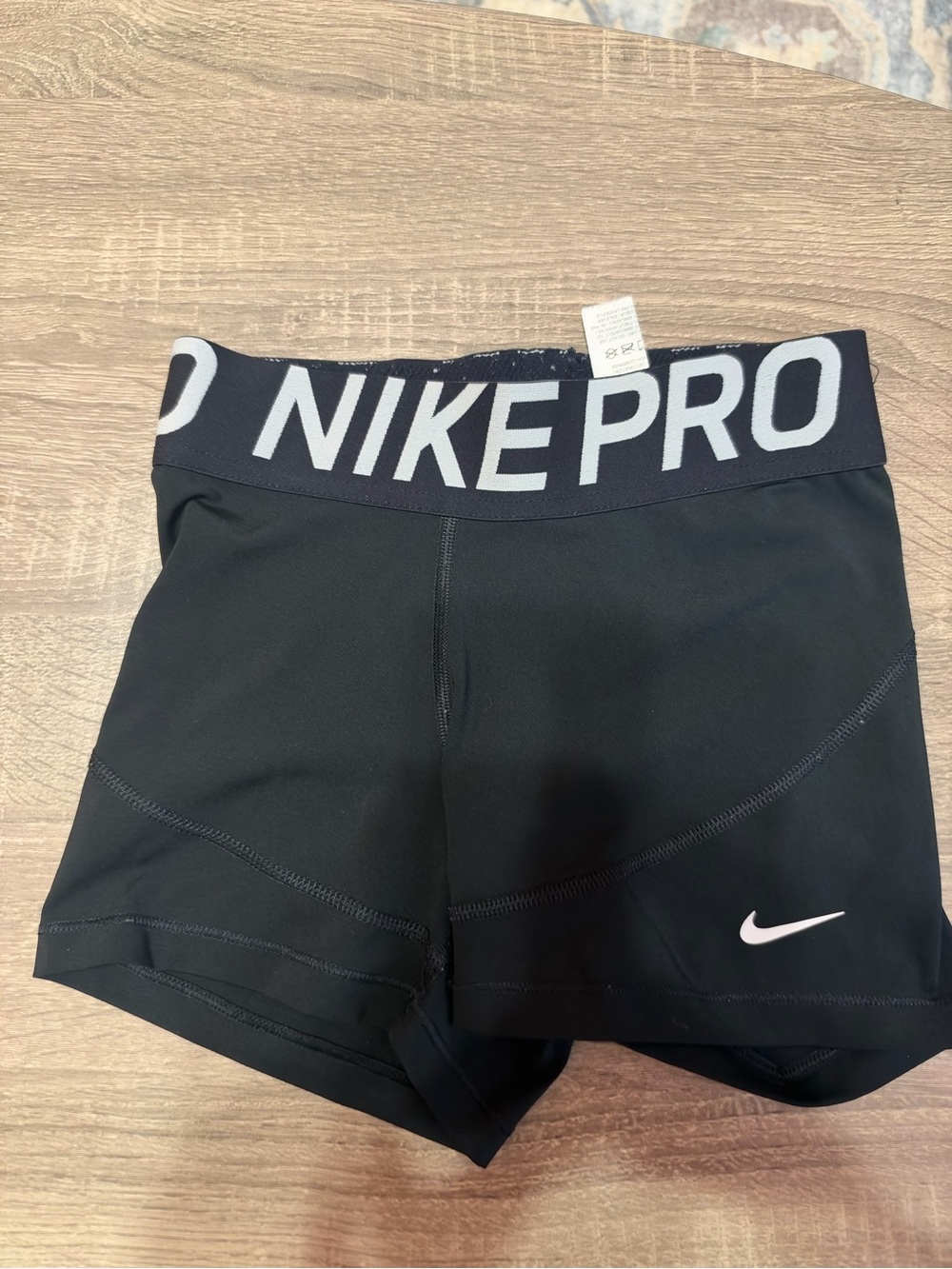 Nike Pro Black Athletic Compression Shorts with White Swoosh